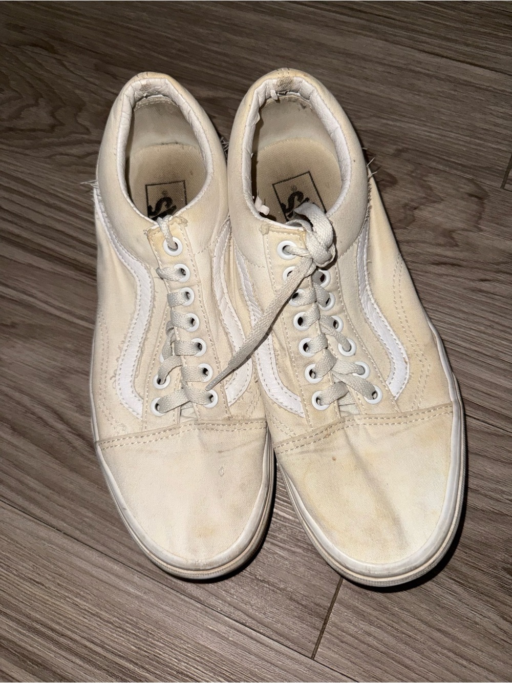 Vans Cream Canvas Low-Top Sneakers with White Stripe